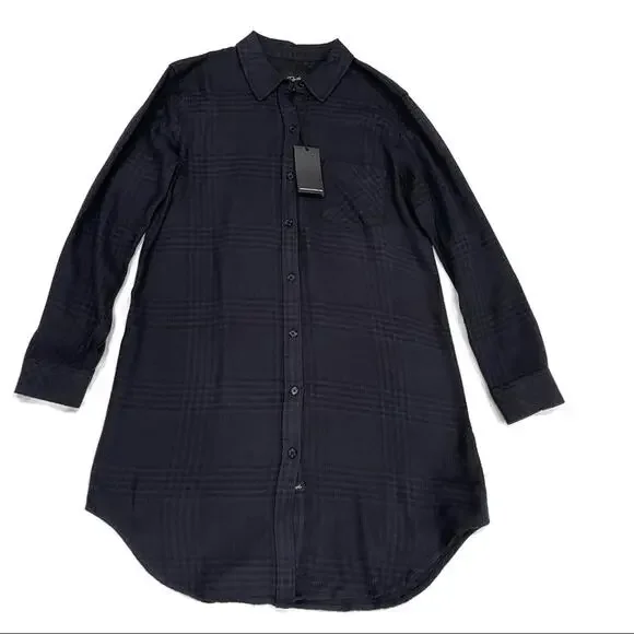 Rails Bianca Shirtdress In Charcoal Shadow Size XS NWT Front Button Long Sleeves - Picture 9 of 13